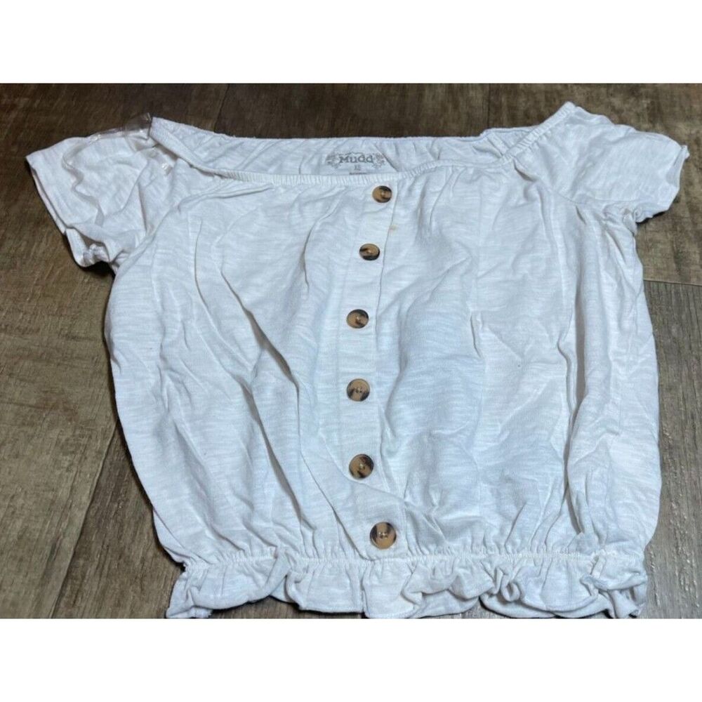 Mudd Crop Top Womens XS Button Up Short Sleeve